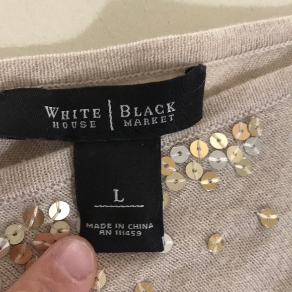 Sold {WHBM} Sequin Cashmere V Front & Back Sweater - Picture 8 of 9
